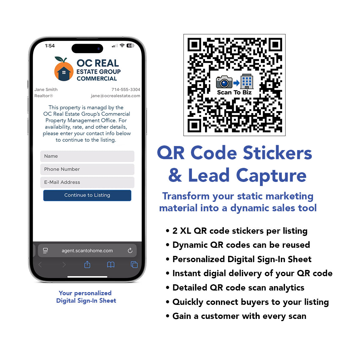 QR Code Stickers + Lead Capture for 2 Commercial Properties