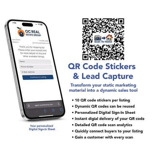 QR Code Stickers for 10 Listings + Lead Capture