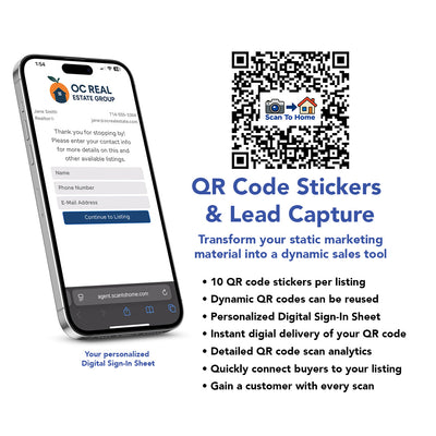 QR Code Stickers for 10 Listings + Lead Capture